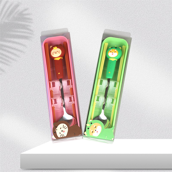 Cute pet spoon chopsticks cutlery set with hat