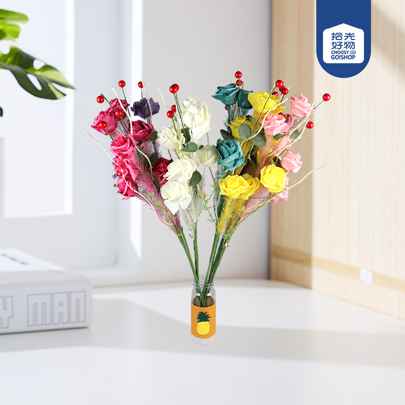 4080 plastic flowers with cherry (melange). - Image 2