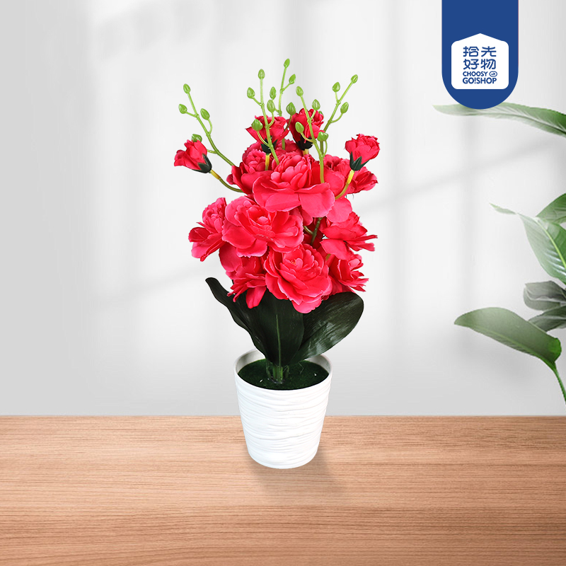 White pot peony flower bonsai - Image 2