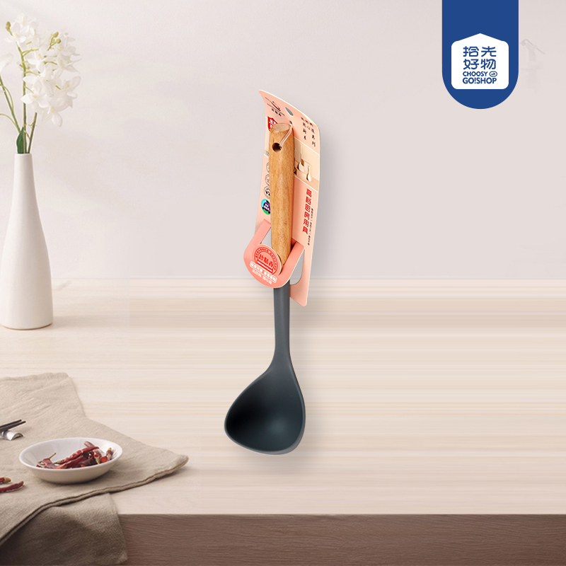 288 Shumei Silicon Soup Spoon with Wooden Handle (Mixed Color) - Image 2