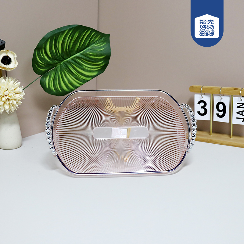 6598-1C Oval Bead Handle Transparent small size Tray