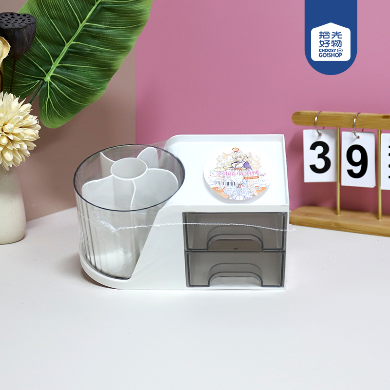 Acrylic rotating pen holder storage combination