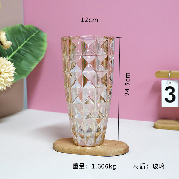 Twelve-angular checkered vase (mixed color)