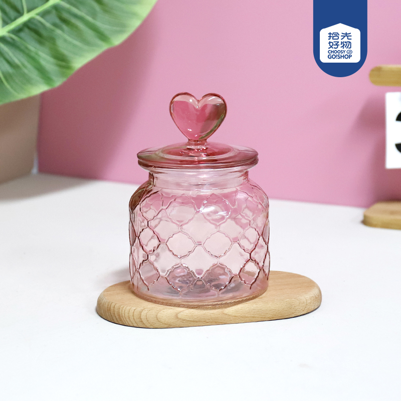 671 butterfly love pink reticulated glass storage tank 650ML