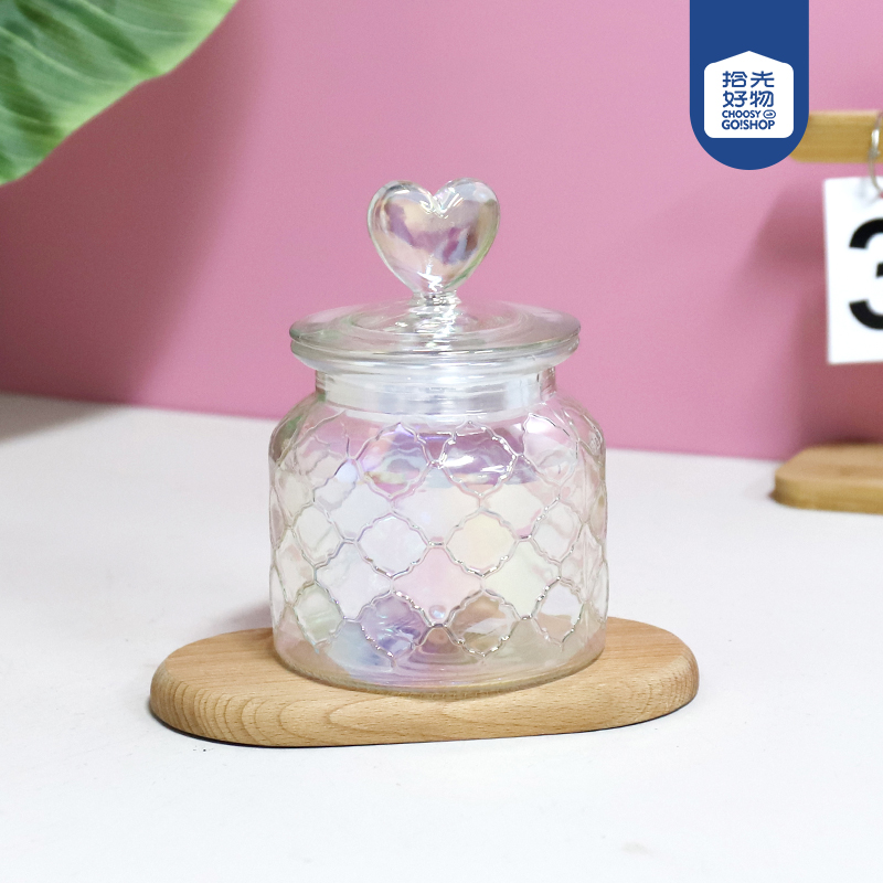 845 butterfly love flower colorful mesh glass storage tank 650ML