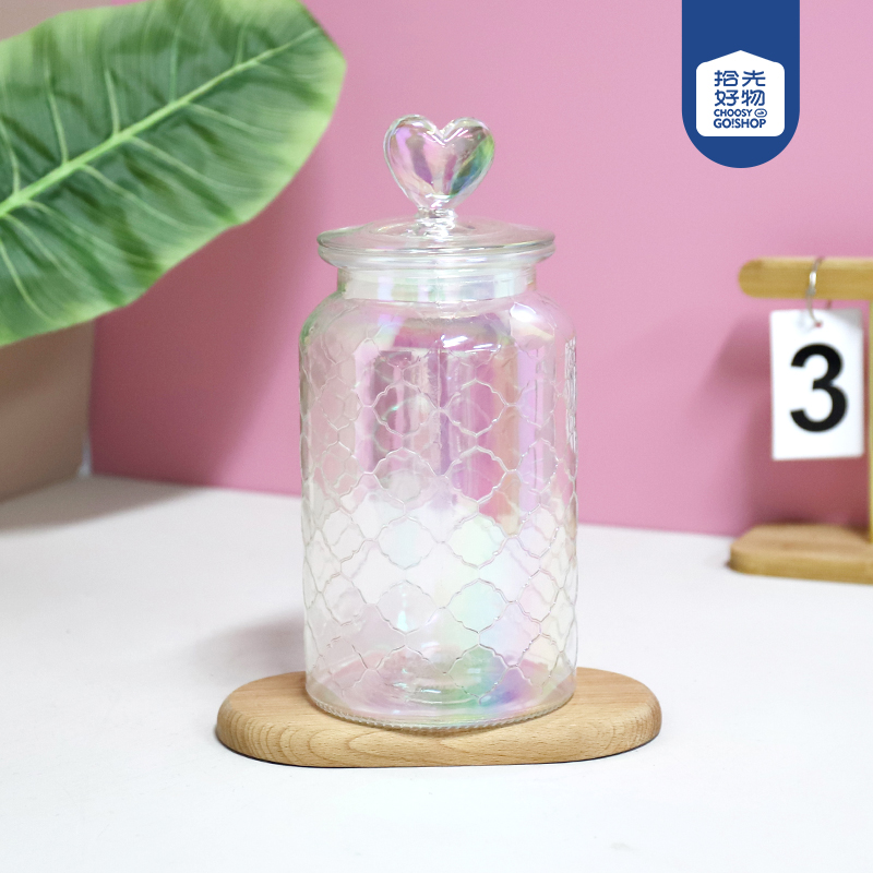 847 butterfly love flower colorful mesh glass storage tank 1350ML