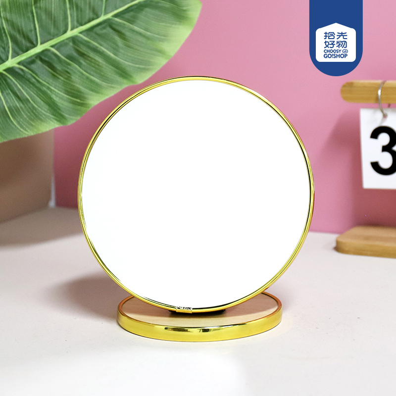 60243 gold edge wooden mirror (round)