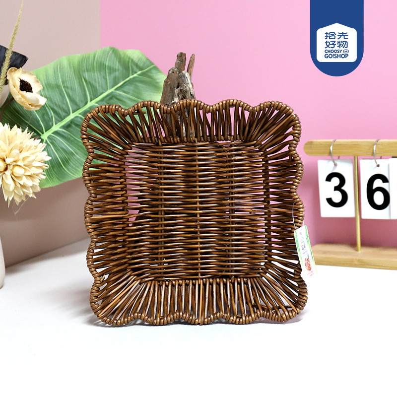 LN050 wrought iron lace square plum basket