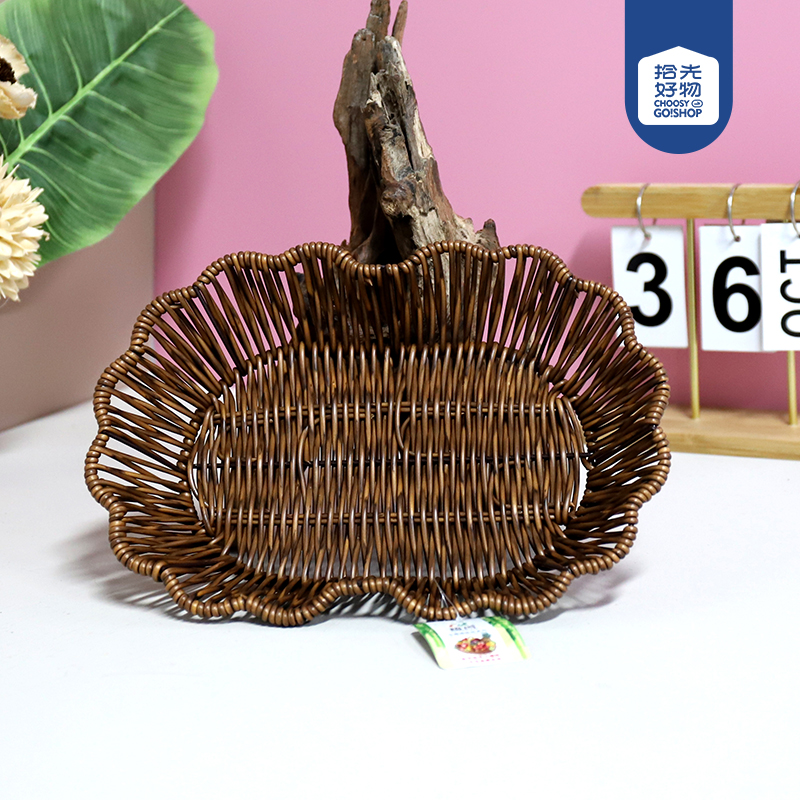 LN052 wrought iron lace oval plum basket