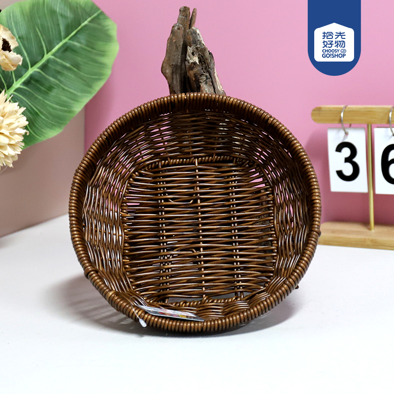 LN063 wrought iron medium wide-brimmed round basket
