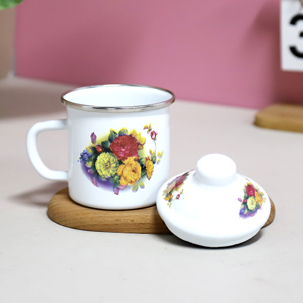 828-8cm edging love flower enamel cup - Image 3