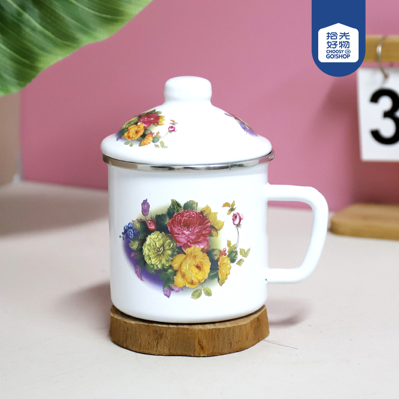 1024-10cm edging love flower enamel cup