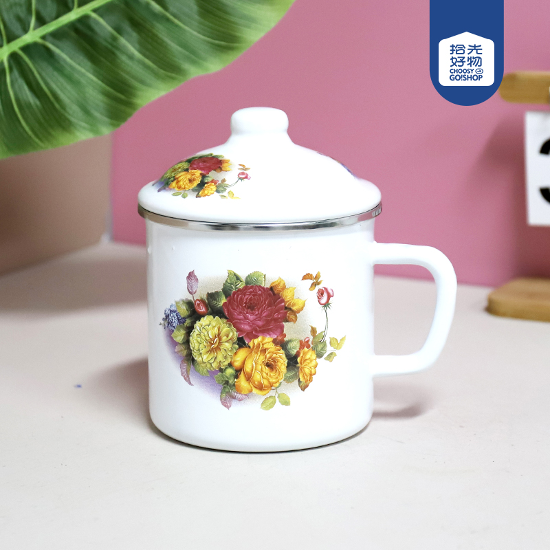 1221-12cm edging love flower enamel cup - Image 2