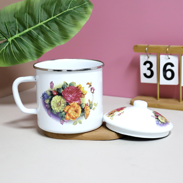 1404-14cm edging love flower enamel cup