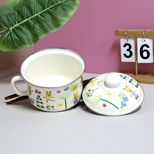 1601-16cm happy rabbit treasure fast food enamel cup