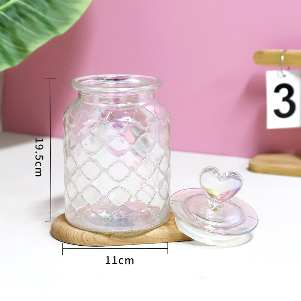 846 butterfly love flower colorful mesh glass storage tank 950ML - Image 2