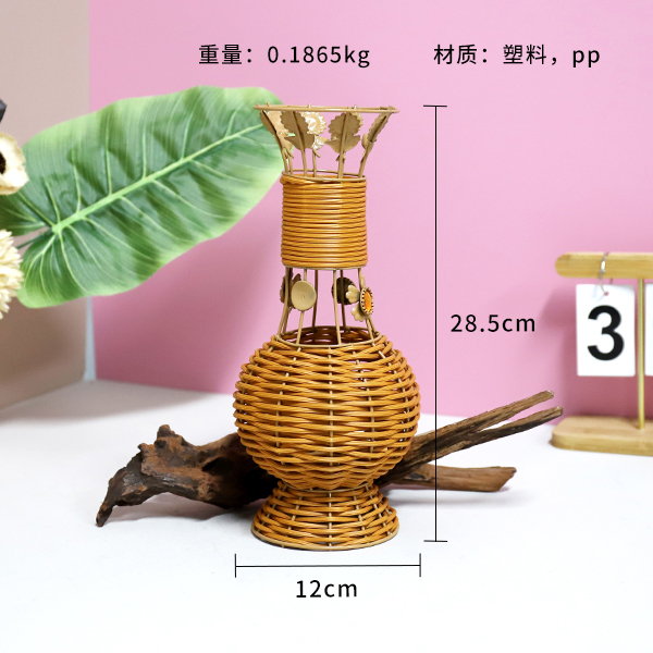 XM-04 Grass and Rattan Woven Flower Basket