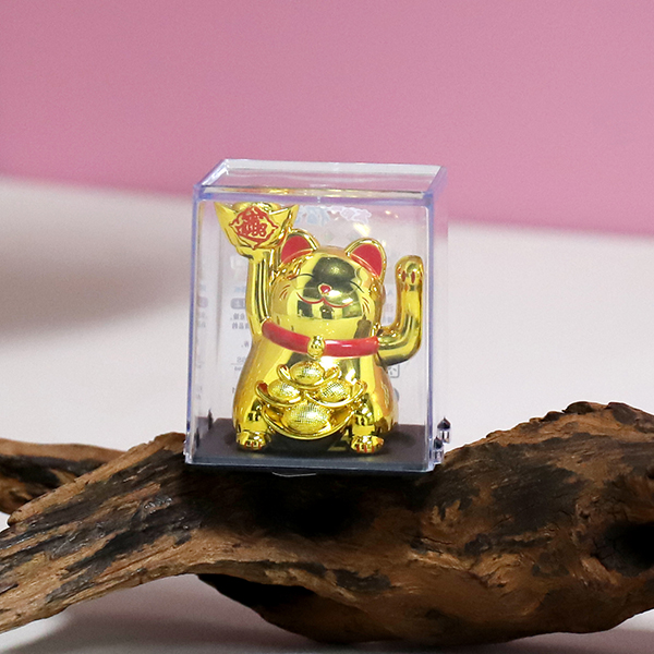 23101A-2 inch solar feng shui cat ornaments (gold)