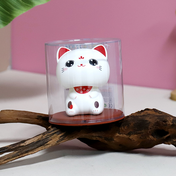 23073-2 solar big head lucky cat ornaments (open eyes)