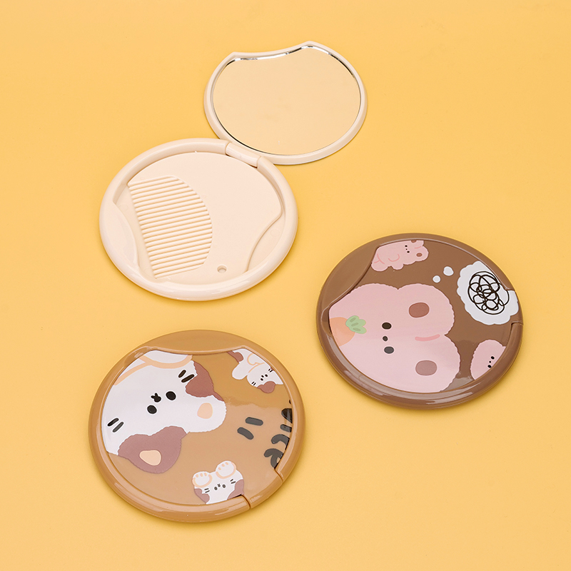 16000157 brown circular mirror comb