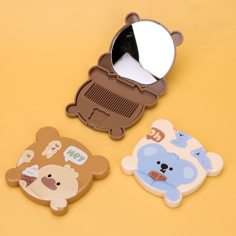 16058157 brown cartoon flip mirror comb
