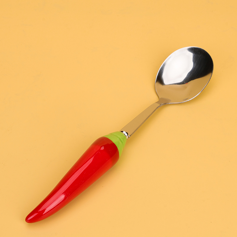HSB-2 pepper ceramic handle 2 round spoon