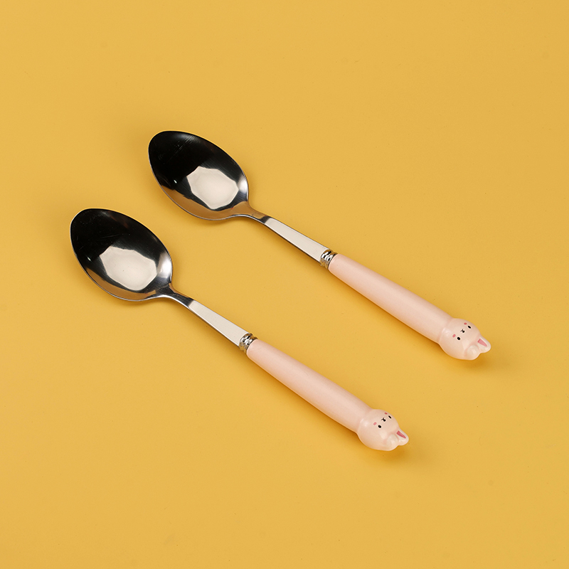 HSA-10 Folding Ear Rabbit Ceramic Handle No.2 Pointy Spoon