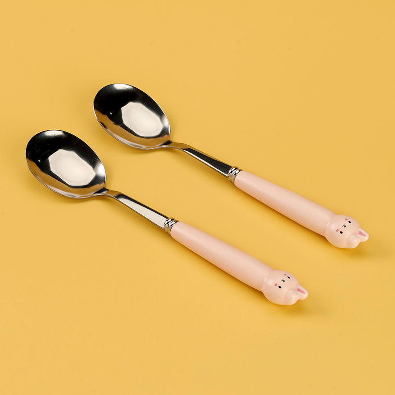 HSA-11 Folding Ear Rabbit Ceramic Handle No.2 Round Spoon