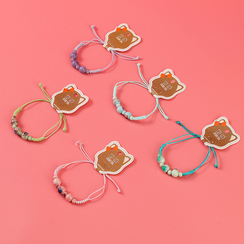 Braided rope crack color bead bracelet