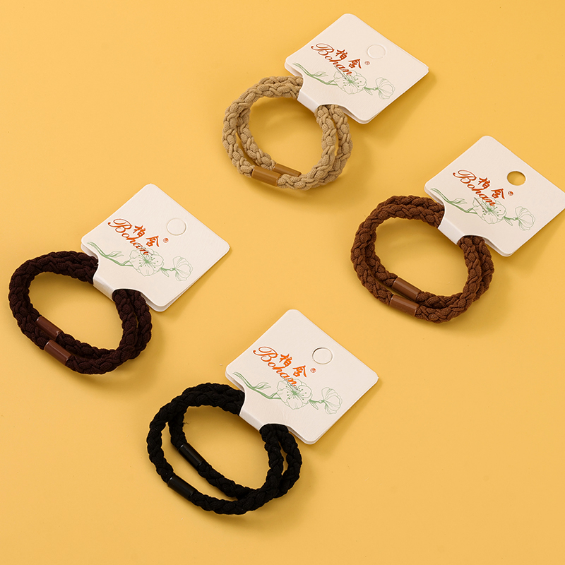 Two high stretch braid bands in milk tea