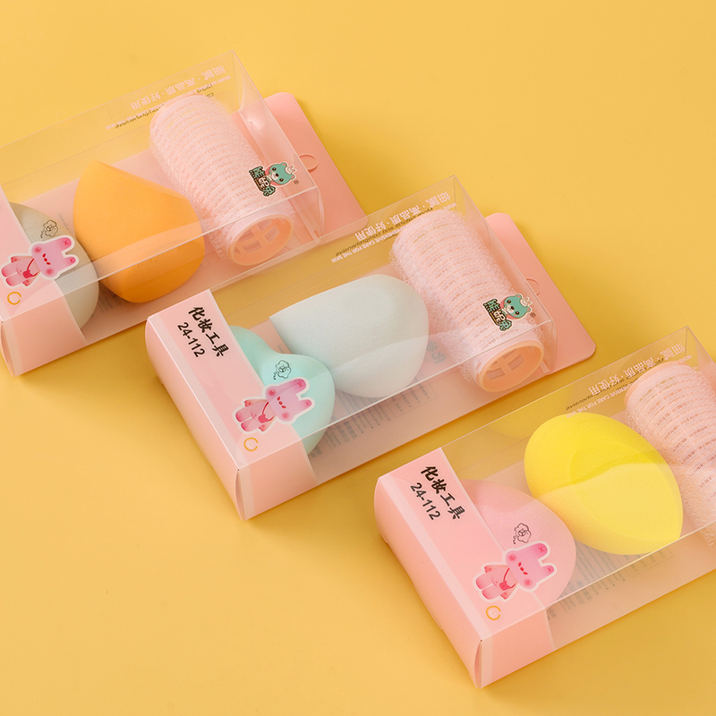 112 sticky hair curler water drop puff combination