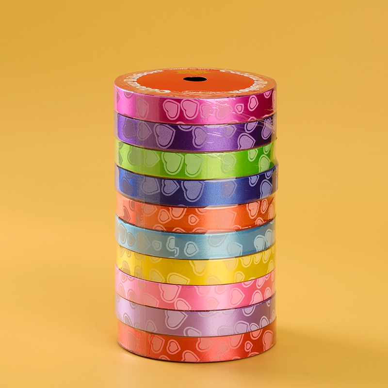 Dây ruy băng nhựa hình trái tim 1,6 cm (10 mét)