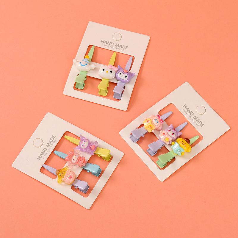 Boxed three cartoon accessories horn duck clip