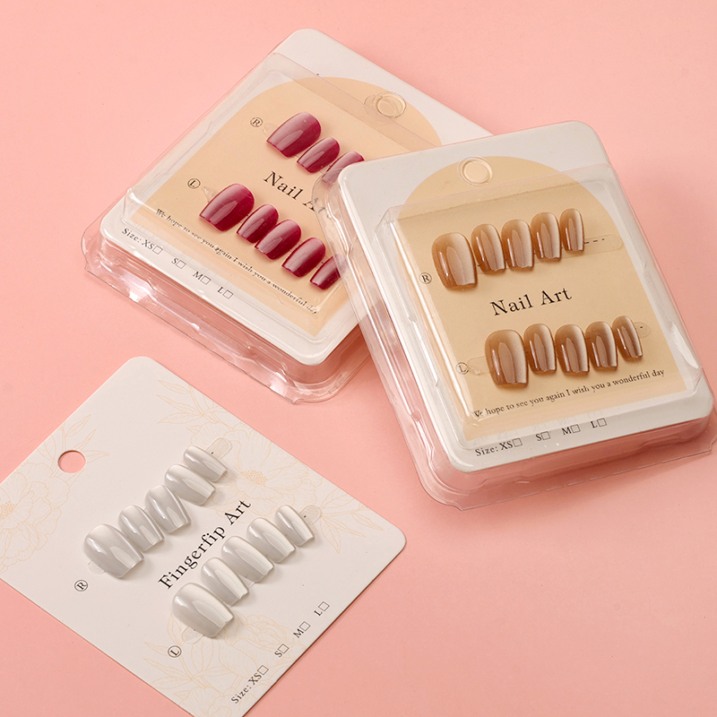 Cat's eye stone long false nails (square head) short