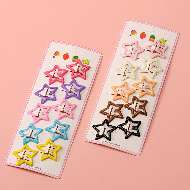 Boxed color drop five-pointed star bb clip (5 pairs)