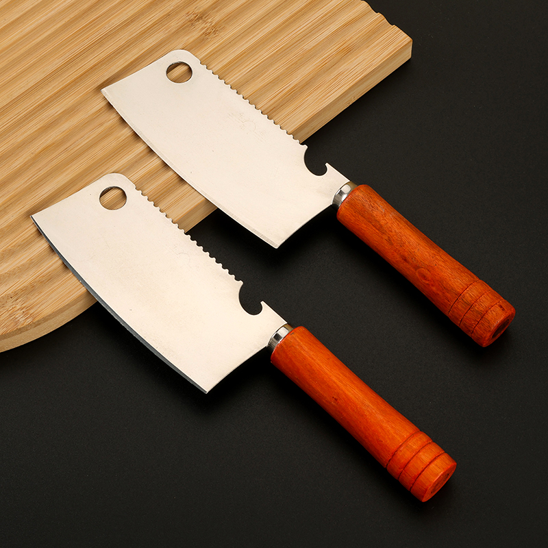 Small kitchen knife with wooden handle