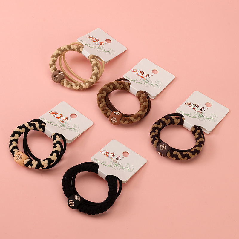 Milk tea color diamond bead accessories combination rubber band