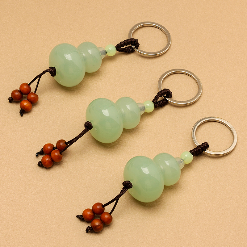 Faux Jade Light Up Gourd Keychain