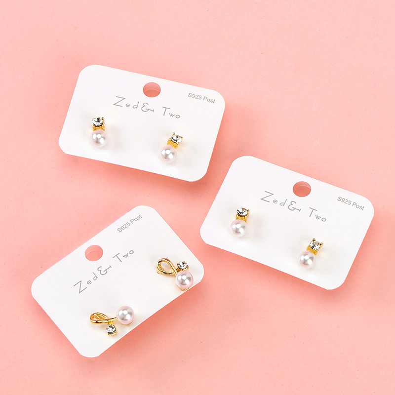 Long new rhinestone pearl stud earrings