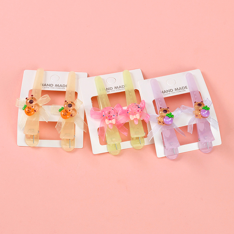 Boxed Jelly Color Cartoon Accessories Horn Duck Clip