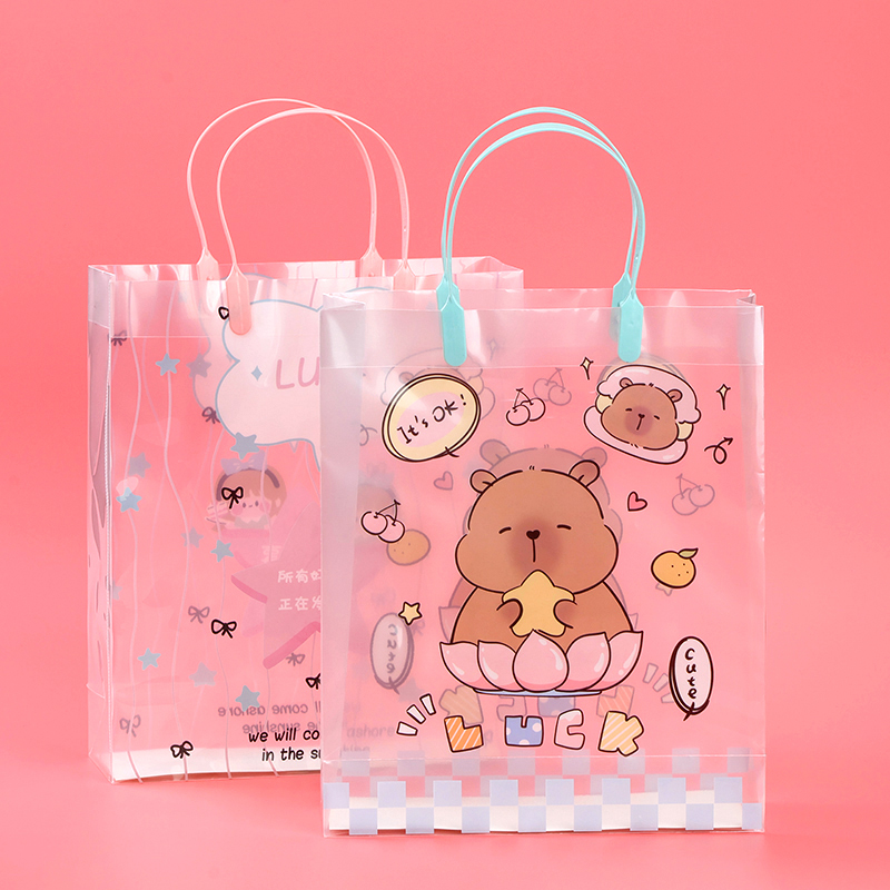 Transparent cartoon snap gift bag (vertical) 27*23*8