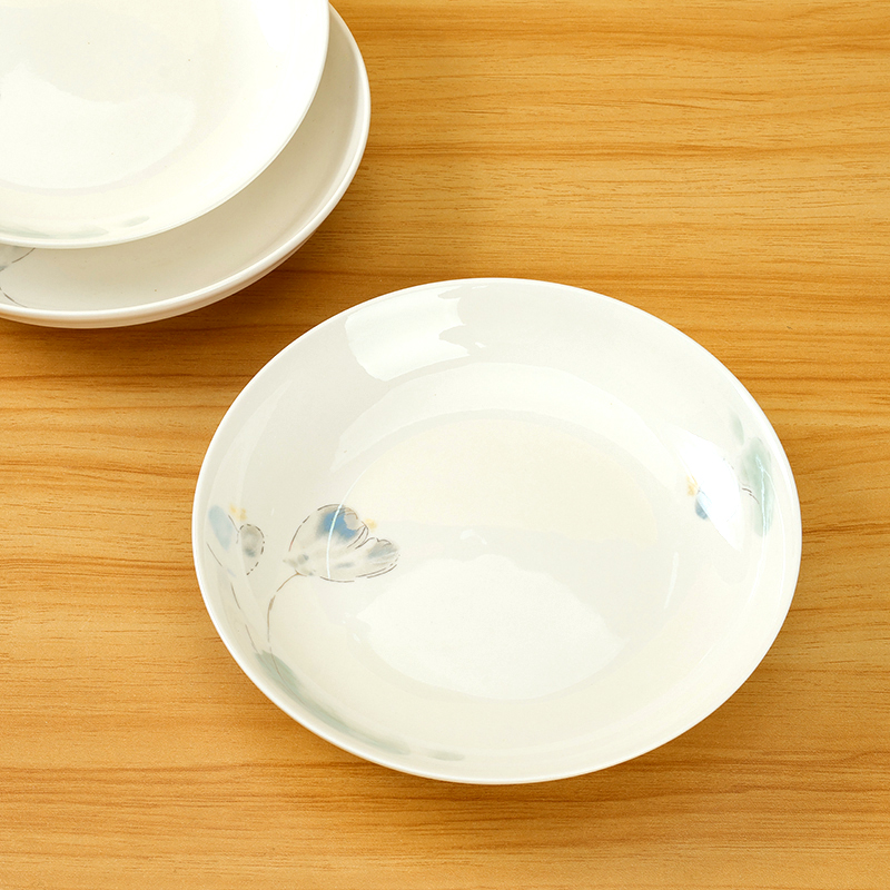 New bone china 7 inch fruit plate (ink lotus)