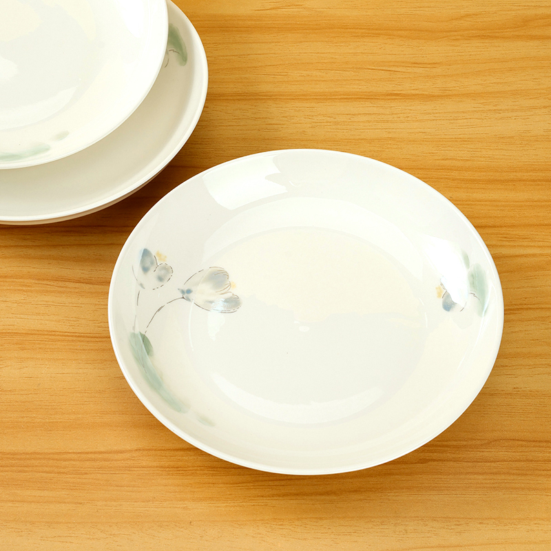 New bone china 8 inch fruit plate (ink lotus)