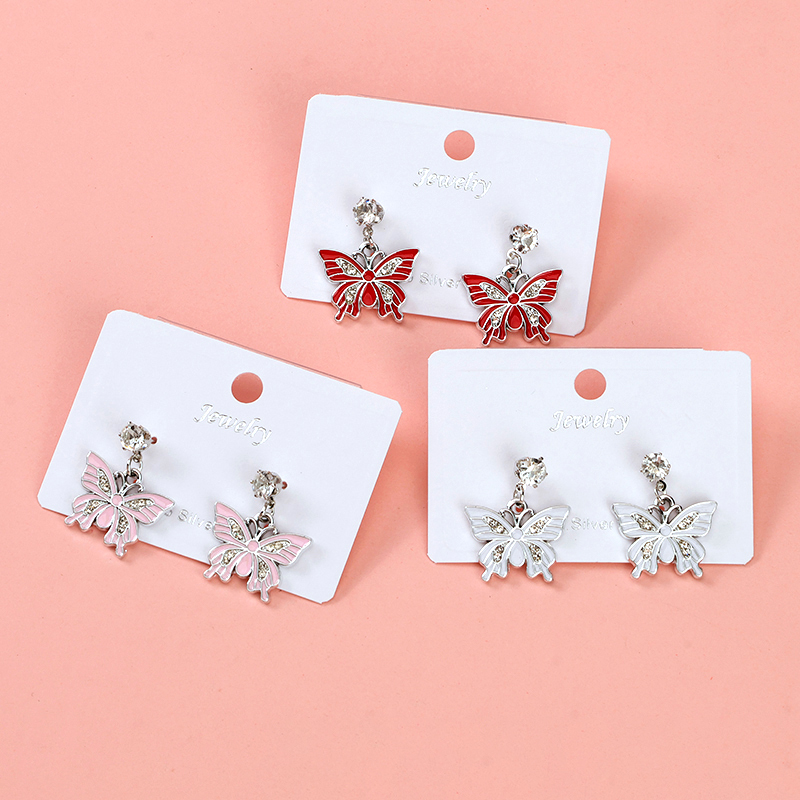 New oil drop butterfly stud earrings