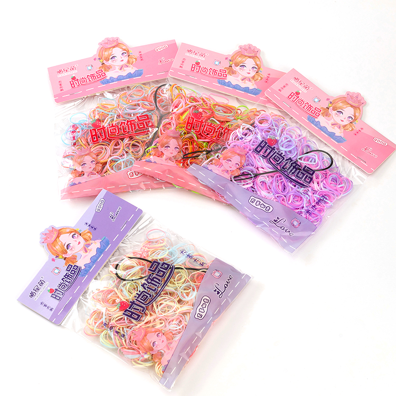 Bagged hair curler pulls rubber bands (color)