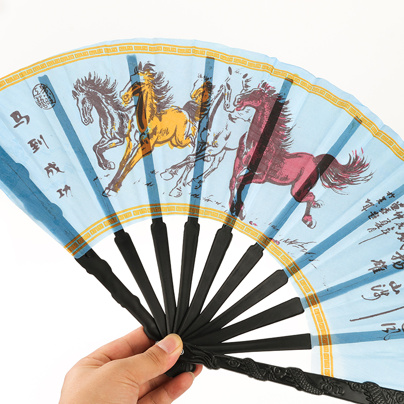 Dragon and phoenix folding fan