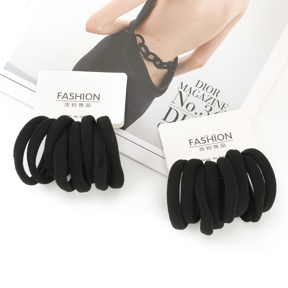 Black Eight-Strand Cotton Hair Ties Header Cards Packaging