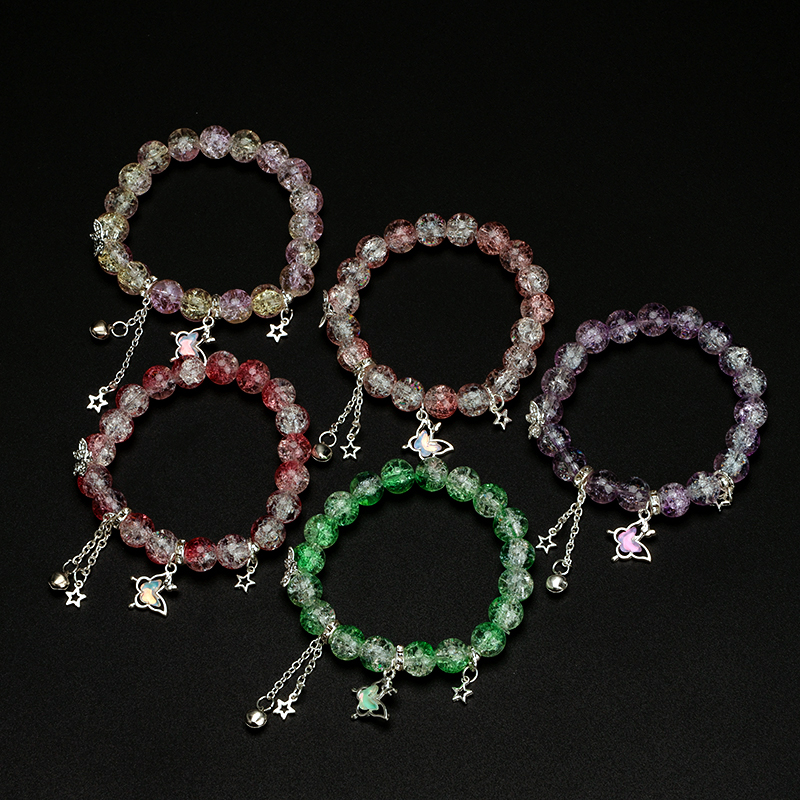 Ice Crack Double Star Butterfly Bell Bracelet