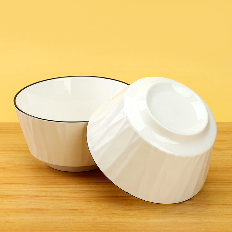 Black Edge White 6-inch Glass Bowl (Premium)