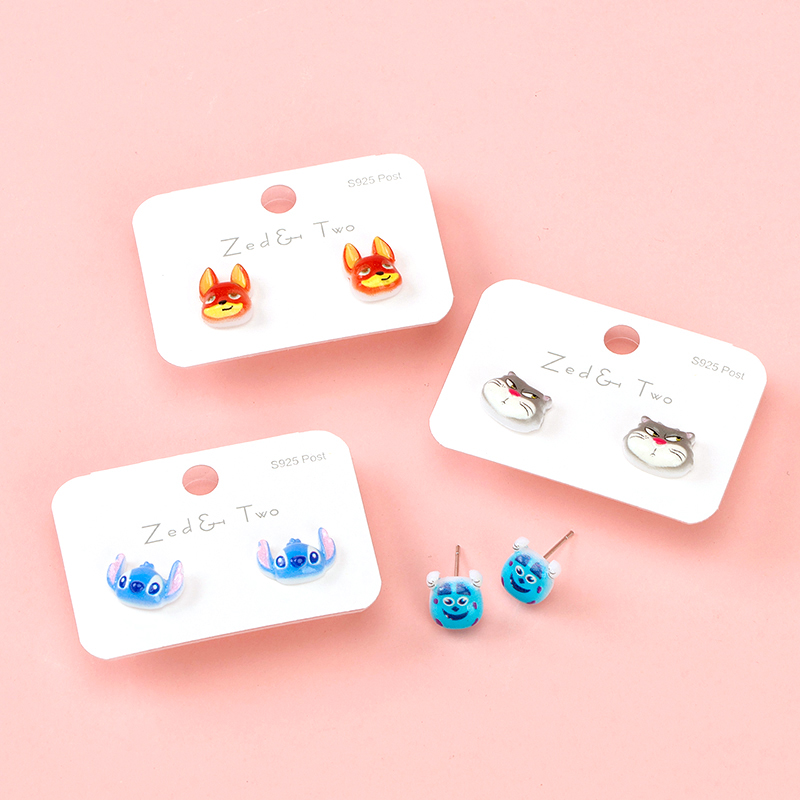 Long cartoon animal stud earrings
